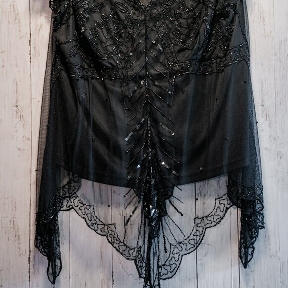 Rare Sparkly Black Art Deco Beaded Tunic - Picture 4 of 7